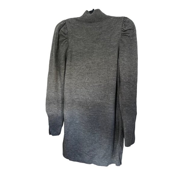 NWT WAYF Size S Lola Puff Sleeve Mock Neck Sweater Mini Dress Gray - Picture 2 of 10